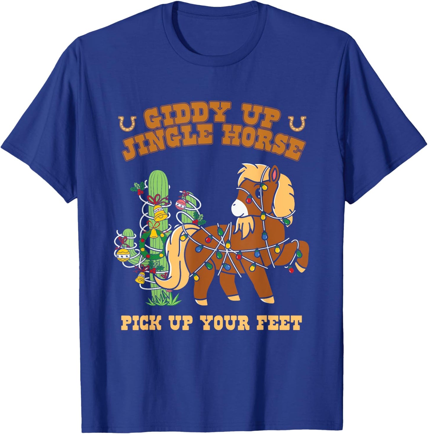 Western Cowboy Christmas Giddy Up Jingle Horse Merry Xmas T-Shirt - T-Shirt | Royal