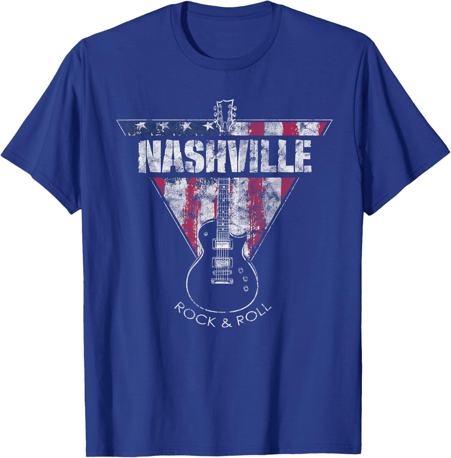 Nashville Souvenir Vintage American Flag Guitar Player T-Shirt - T-Shirt | Royal