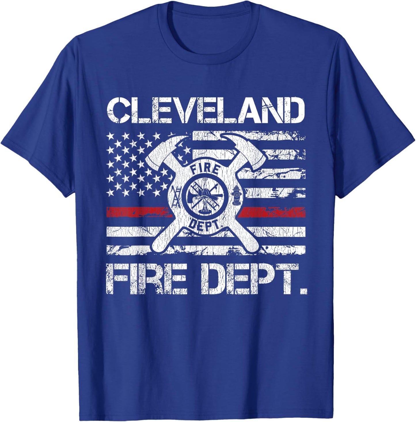 Cleveland Ohio Fire Department Thin Red Line Logo T-Shirt - T-Shirt | Royal