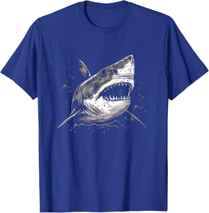 Scary Great White Simple Generic Shark with Big Teeth T-Shirt - T-Shirt | Royal
