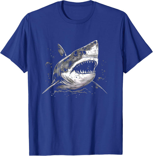 Scary Great White Simple Generic Shark with Big Teeth T-Shirt - T-Shirt | Royal