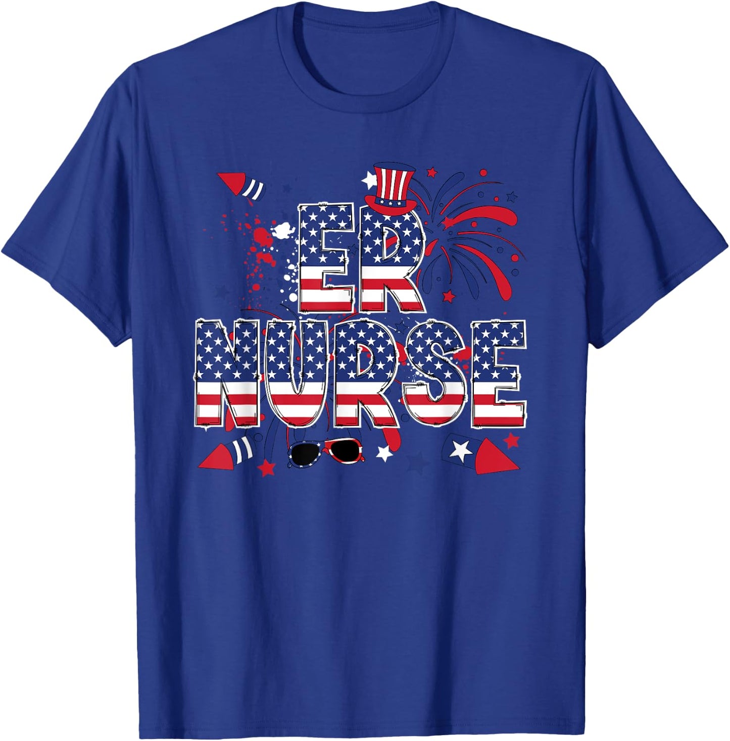 4th Of July Emergency Nurse American Flag ER Nurse T-Shirt - T-Shirt | Royal