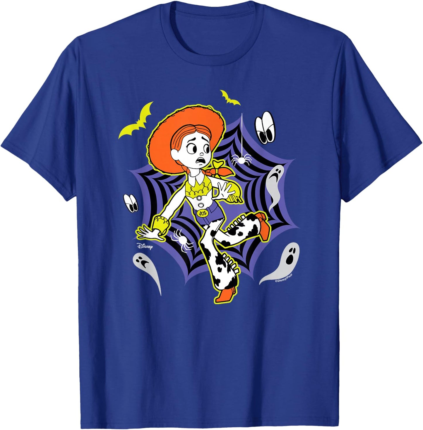 Toy Story - Jessie Halloween Spider Web with Bats and Ghosts T-Shirt - T-Shirt | Royal