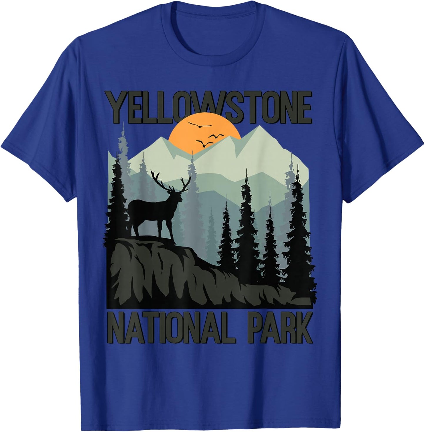 Yellowstone National Park Mountains Wilderness Sunset Hiking T-Shirt - T-Shirt | Royal