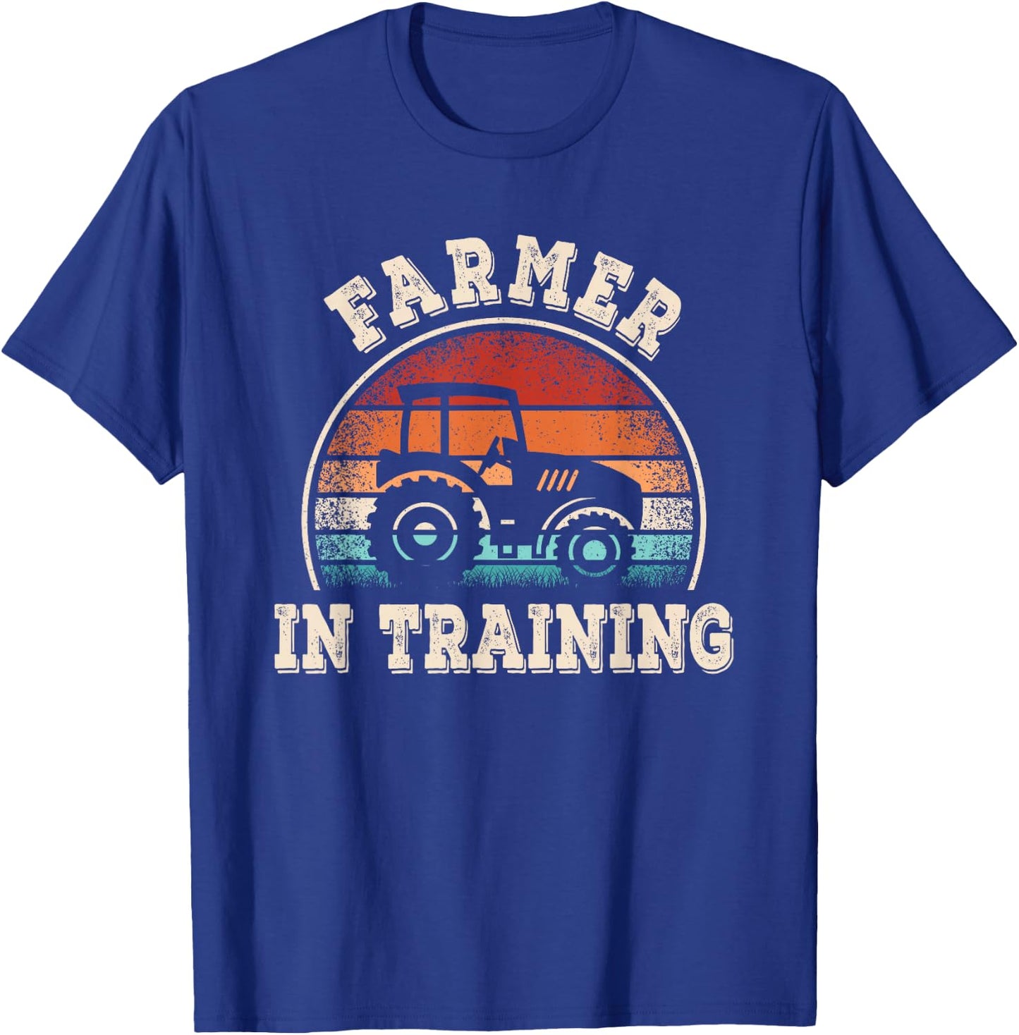 Farmer In Training Tractor Funny Farming Boys Girls Kids T-Shirt - T-Shirt | Royal