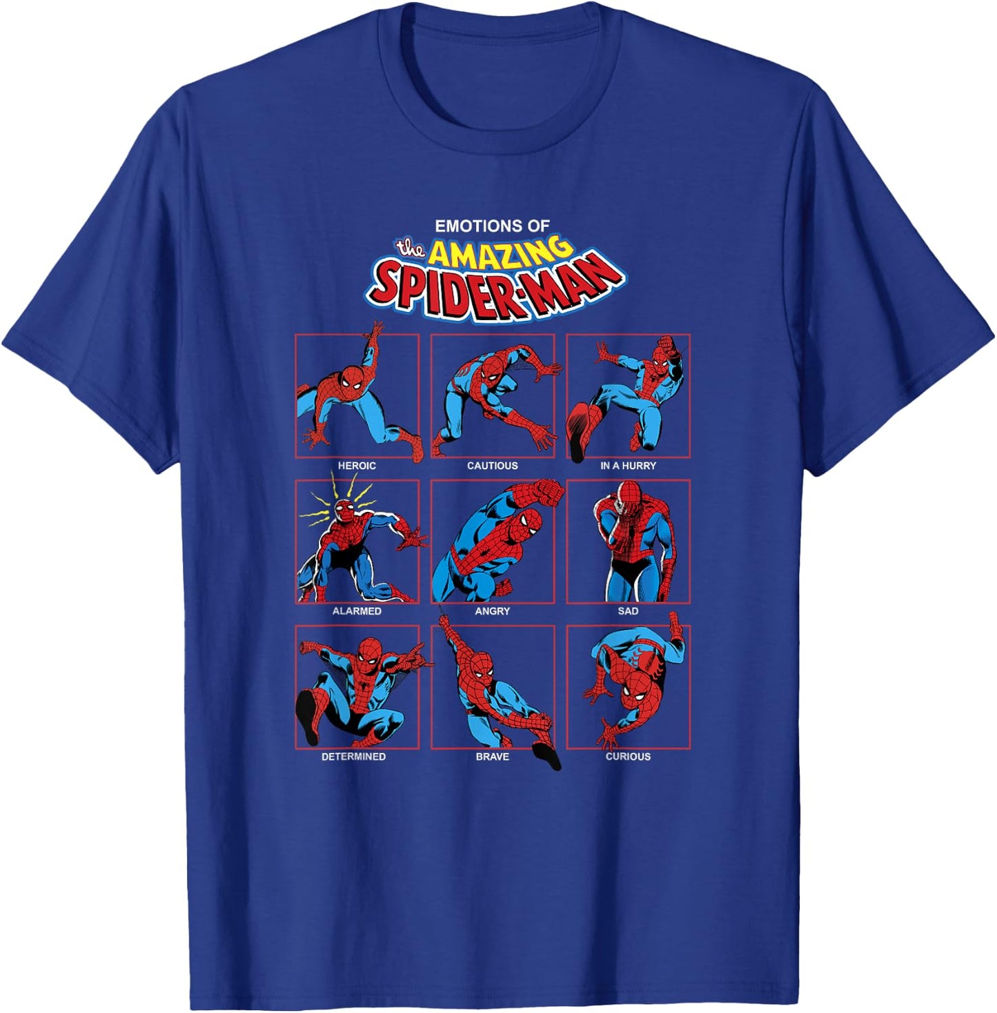 Marvel Spider-Man Classic Expressions of Spider-Man Grid T-Shirt - T-Shirt | Royal