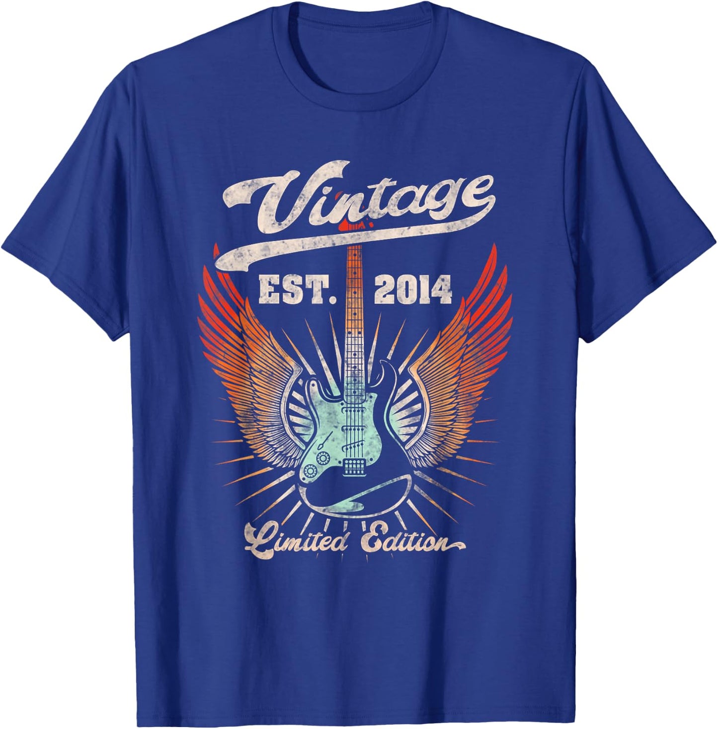Vintage 2014 Limited Edition Musician Guitar Lovers Birthday T-Shirt - T-Shirt | Royal
