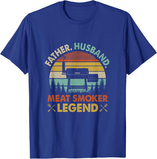 Father Husband Meat Smoker Legend Grilling Dad Bbq Smoking T-Shirt - T-Shirt | Royal