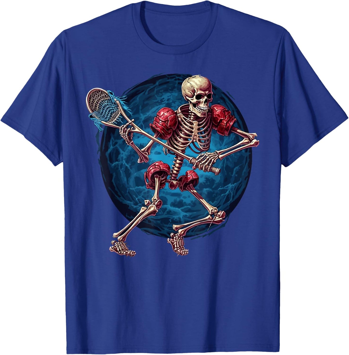 Lacrosse Sports Lover Halloween Lacrosse Player Skeleton T-Shirt - T-Shirt | Royal