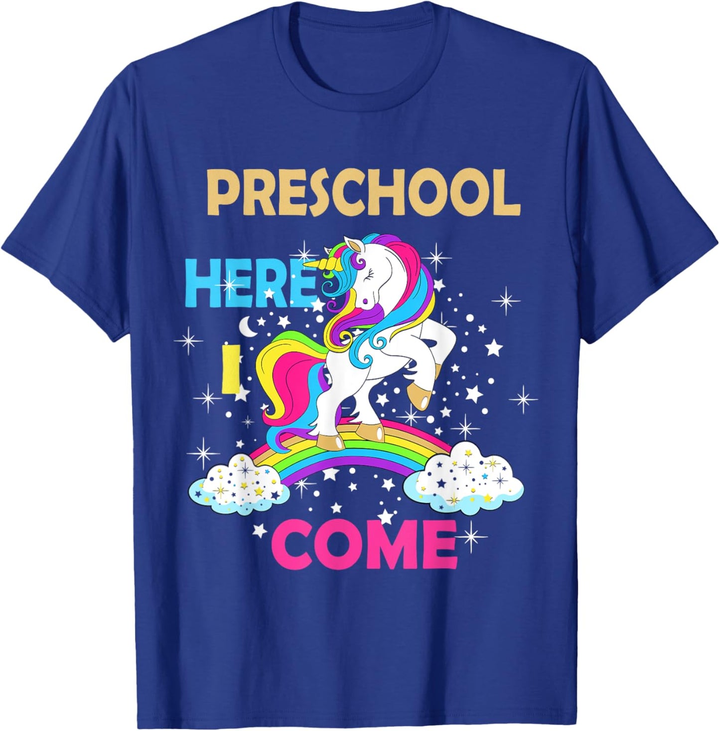 Look Out Preschool Here I Come Girl Unicorn Pre School T-Shirt - T-Shirt | Royal