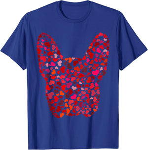 Red Hearts French Bulldog Valentines Day Dog Frenchie Mom T-Shirt - T-Shirt | Royal