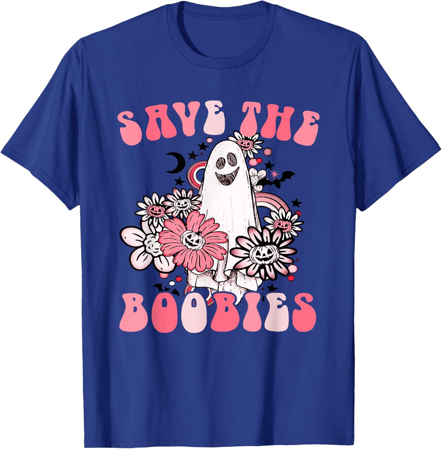 Boobees Breast Cancer Boho Groovy Ghost Save The Boo bees T-Shirt - T-Shirt | Royal