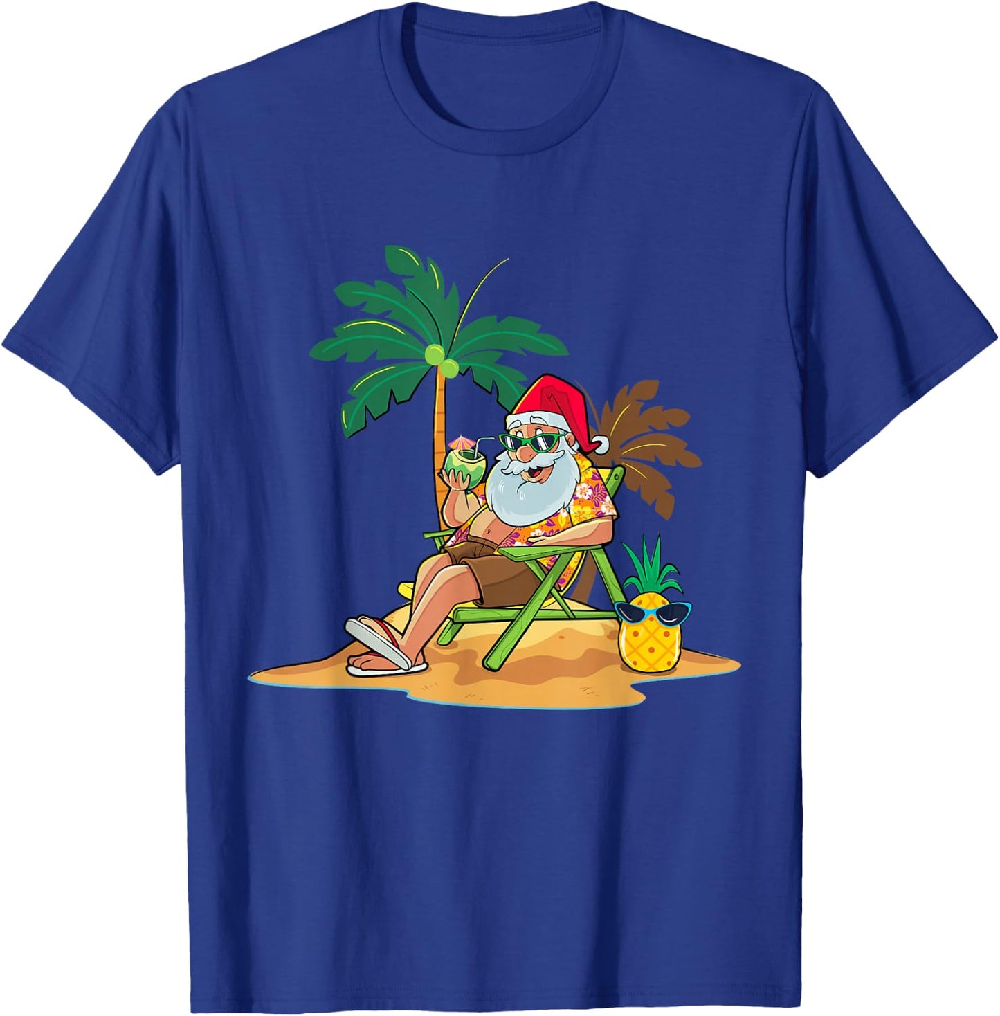 Hawaiian Christmas Santa Claus Party Aloha Holiday Beach T-Shirt - T-Shirt | Royal
