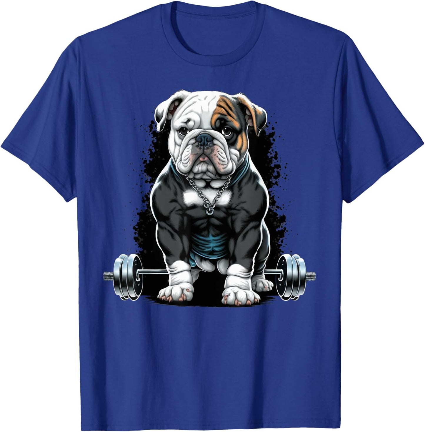 Bulldog Weightlifting Dog Funny Fitness Gym Bulldog T-Shirt - T-Shirt | Royal