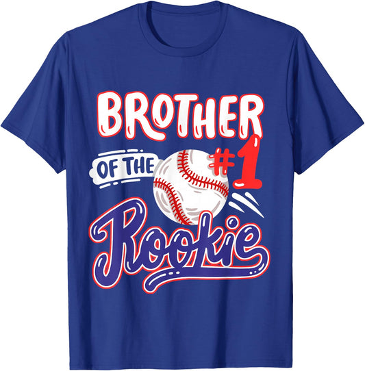 Brother of Rookie 1st Baseball Birthday Party Theme Matching T-Shirt - T-Shirt | Royal