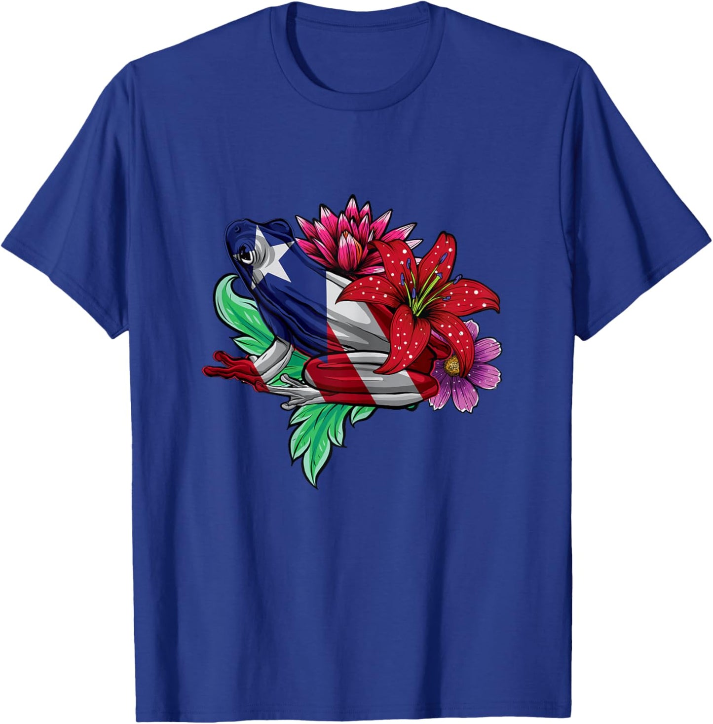 Puerto Rico Coqui Frog Taino Boricua Flag Kids Girls Flower T-Shirt - T-Shirt | Royal