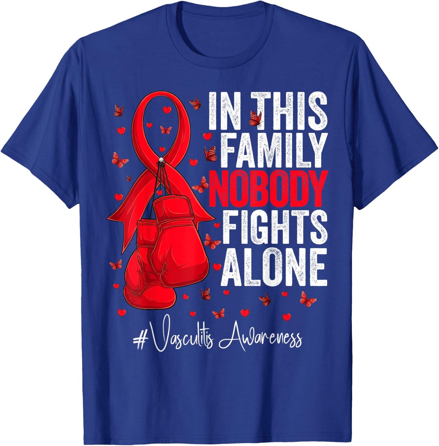 Red Ribbon Survivor Fighter Vasculitis Awareness T-Shirt - T-Shirt | Royal