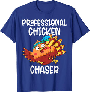 Professional Chicken Chaser Funny Farm Farmer Kids Running T-Shirt - T-Shirt | Royal