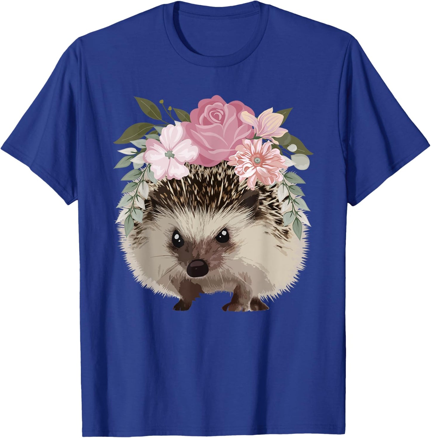 Cute Hedgehog Mom Flower Hedge Hog Lovers Floral T-Shirt - T-Shirt | Royal