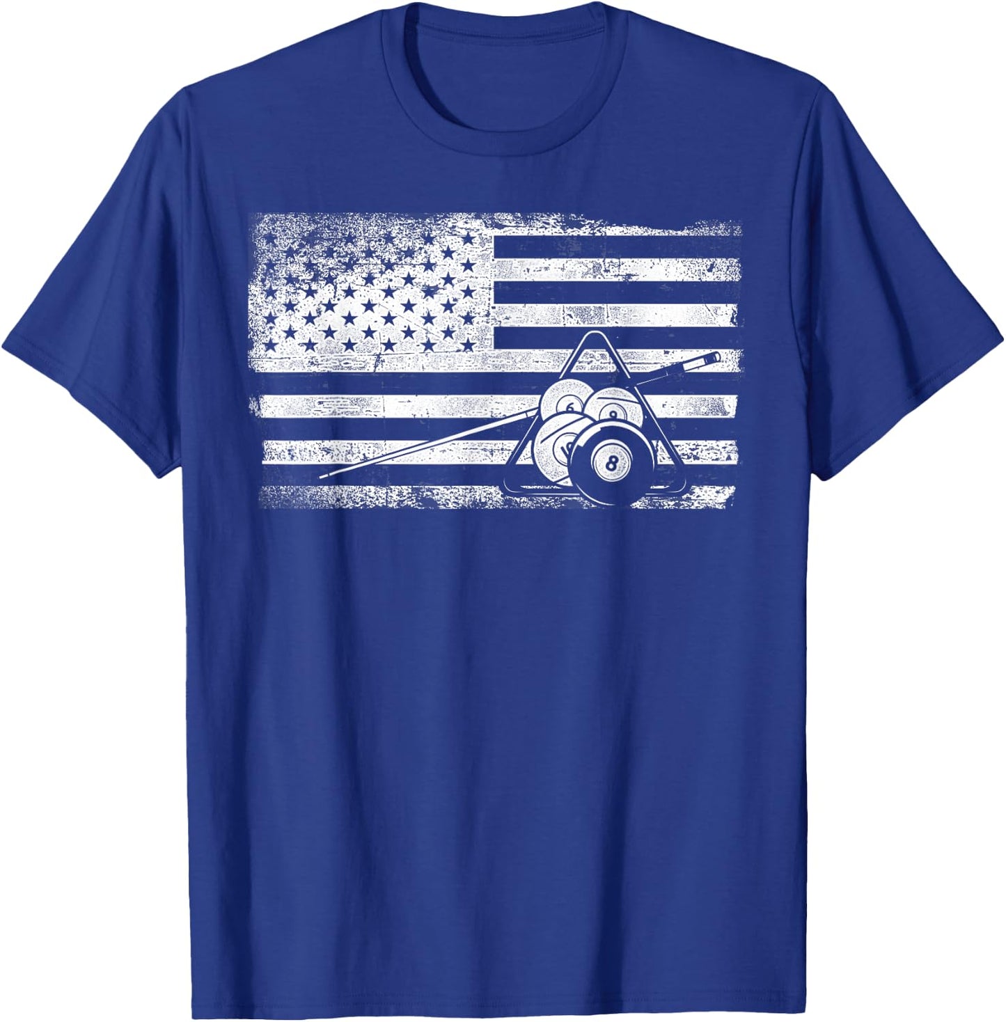 Billiards Pool Player Ball American Flag Vintage T-Shirt - T-Shirt | Royal