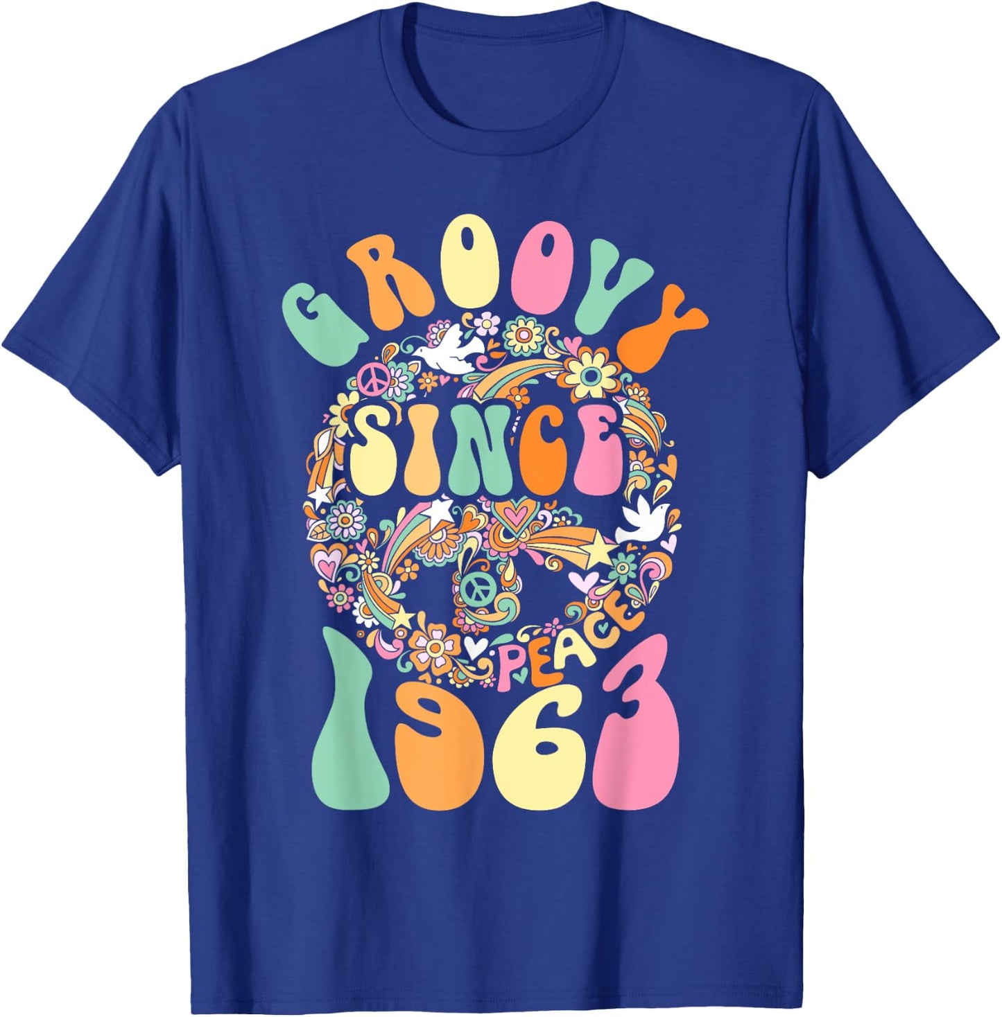 Groovy Since 1963 Peace For Vintage Birthday Party 60s 70s T-Shirt - T-Shirt | Royal