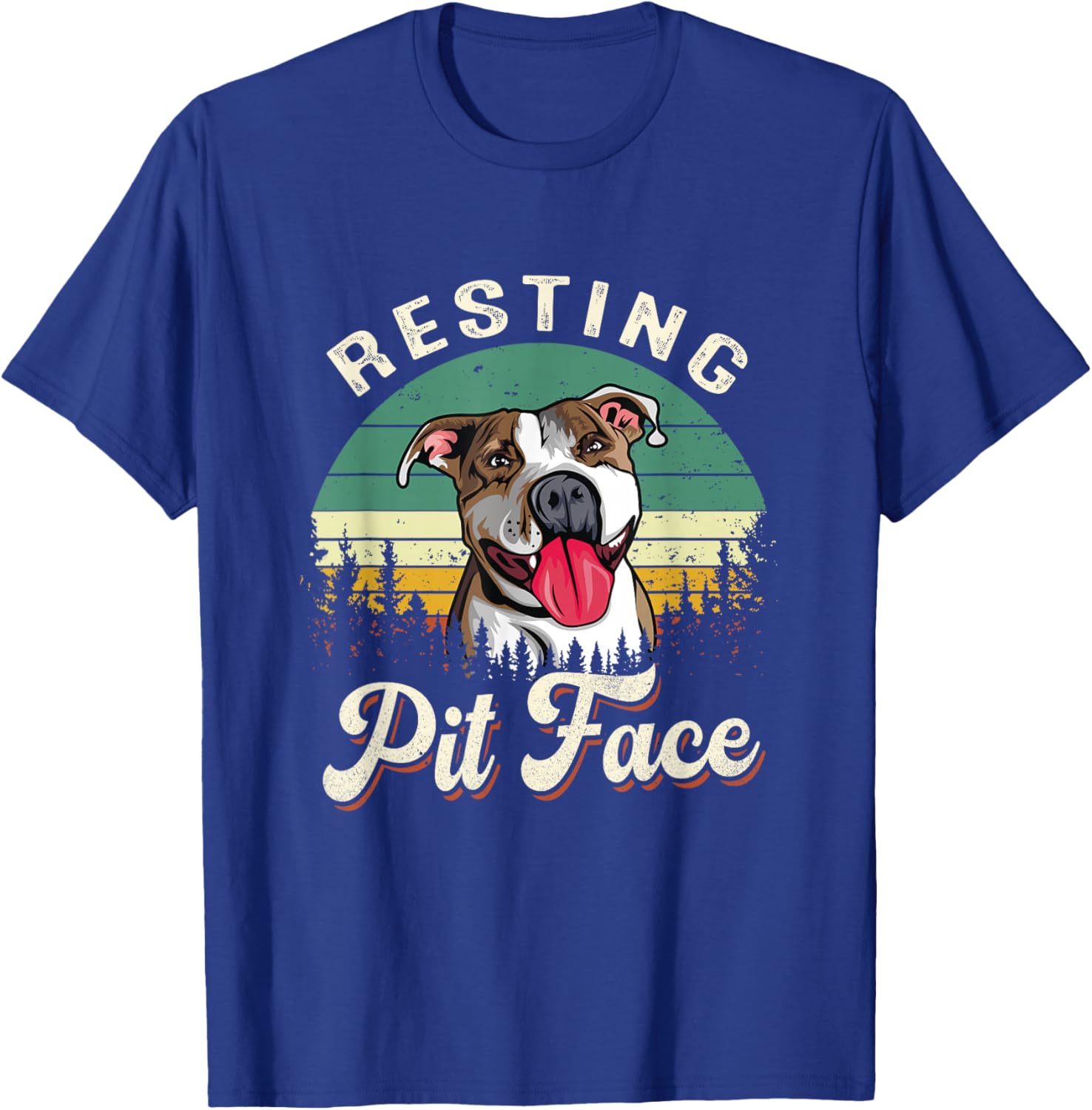 Vintage Pitbull Resting Pit Face - Funny Pitbull Lovers T-Shirt - T-Shirt | Royal