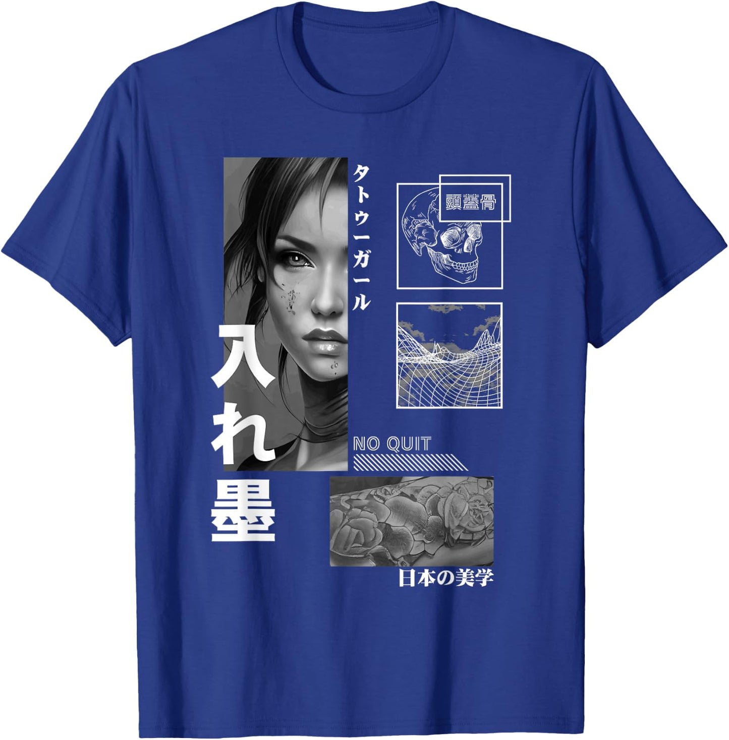 Japanese Aesthetic Girl Flower Tattoo Tokyo Streetwear T-Shirt - T-Shirt | Royal