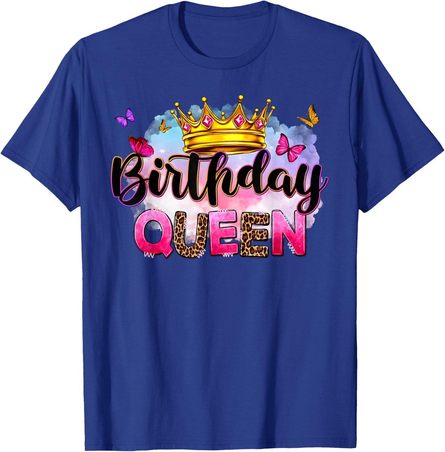 Birthday Queen It's My Birthday Leopard Girls Women Matching T-Shirt - T-Shirt | Royal