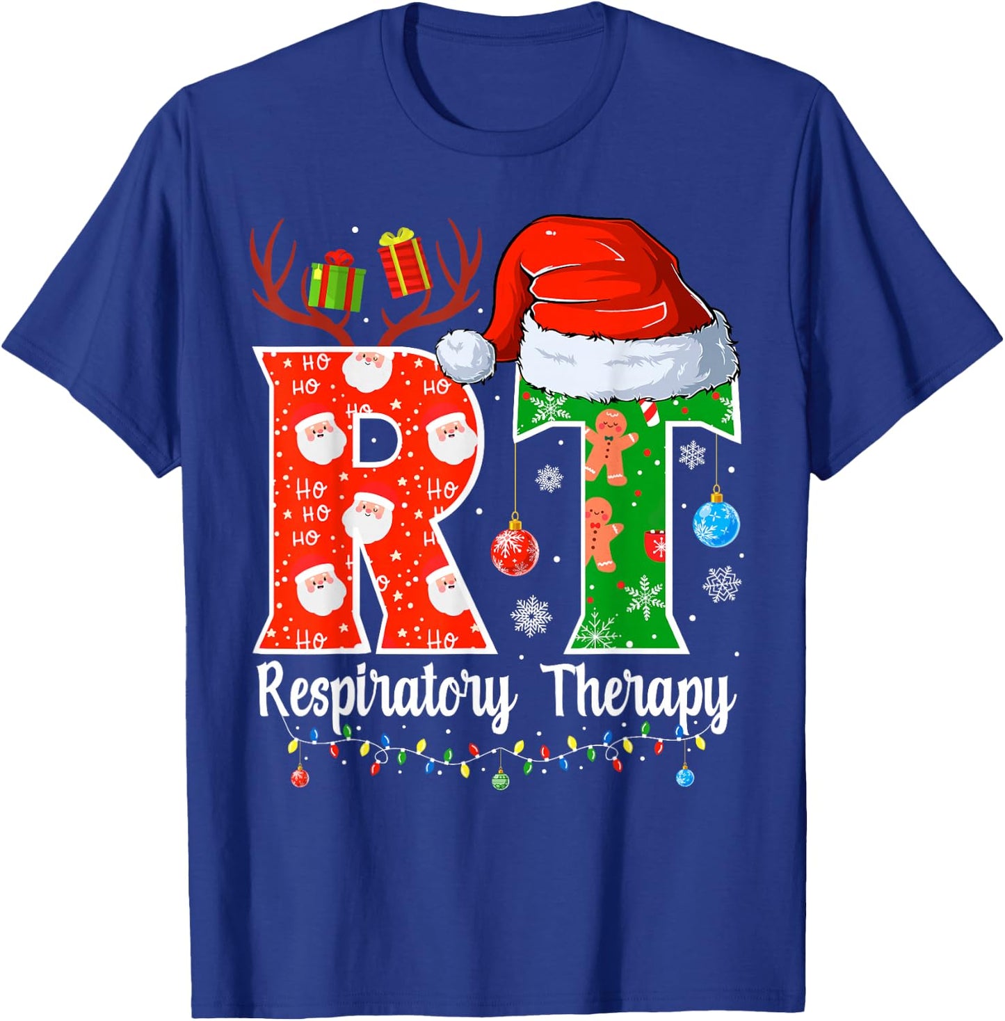 RT Christmas Respiratory Therapy Christmas RT Xmas T-Shirt - T-Shirt | Royal