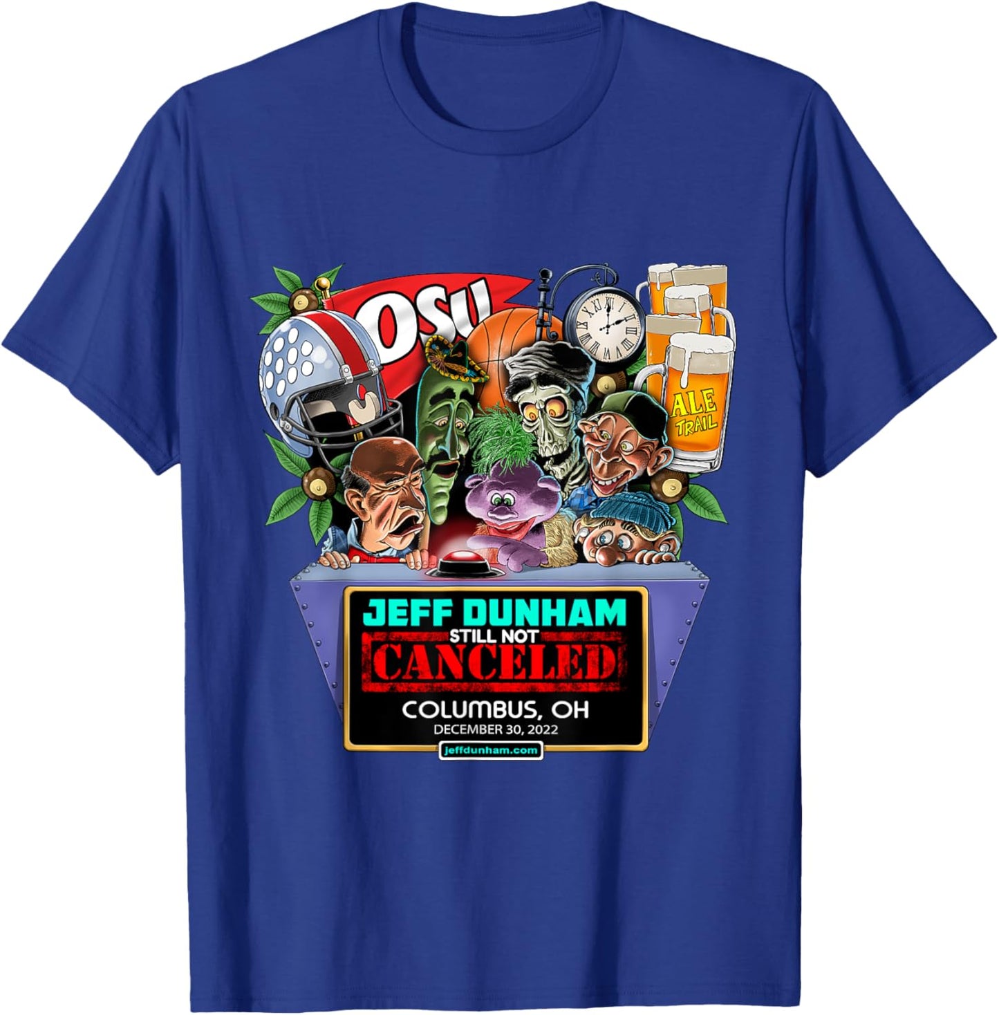 Jeff Dunham Columbus, OH (2022) T-Shirt - T-Shirt | Royal