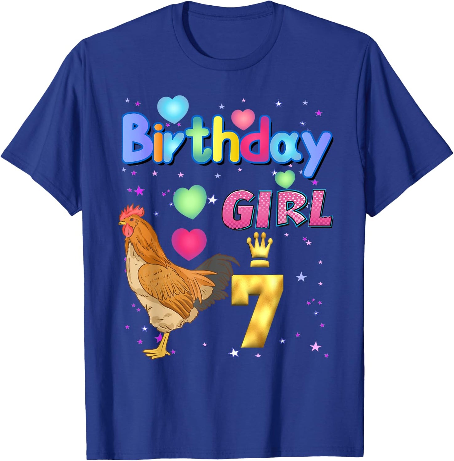 Kids 7Years Old Chicken Its my 7th birthday Girl Chicken T-Shirt - T-Shirt | Royal
