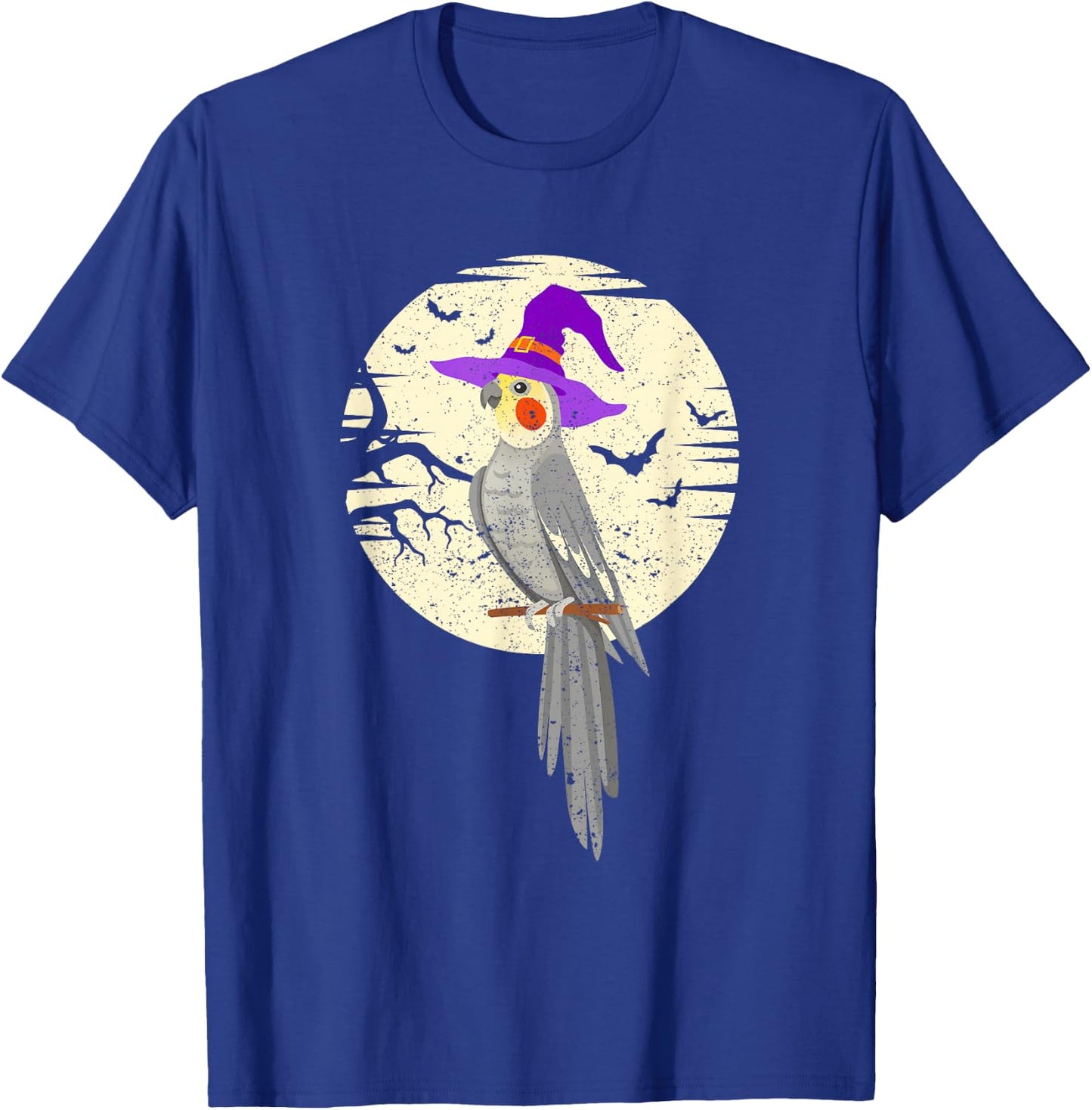 Cockatiel Bird Witch Hat Funny Halloween Animal Lover Scary T-Shirt - T-Shirt | Royal