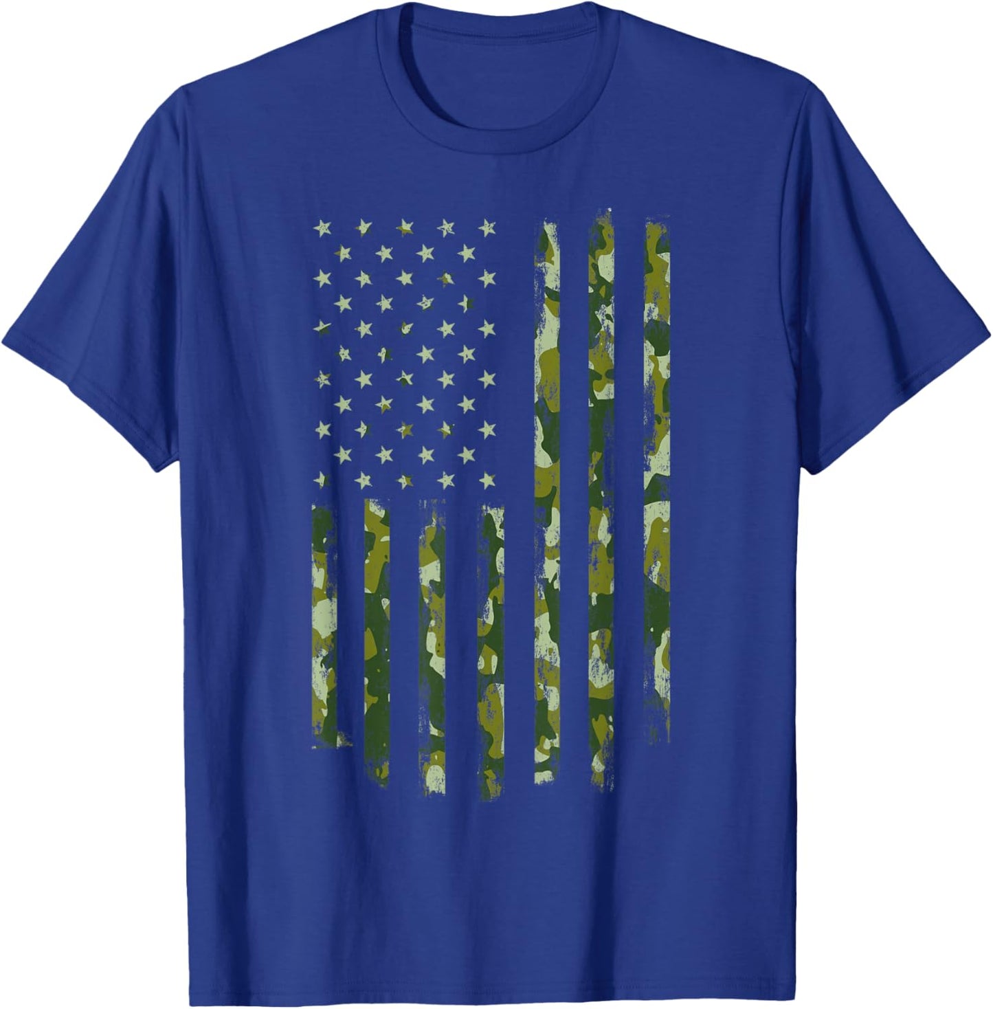 Camo American Flag USA Camouflage Men Boys Women Girls Kids T-Shirt - T-Shirt | Royal