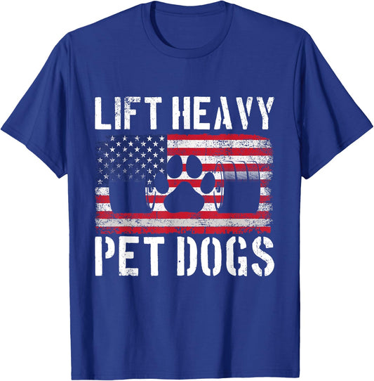 Lift Heavy Pet Dogs Weightlifting Funny Gym Workout Pet T-Shirt - T-Shirt | Royal