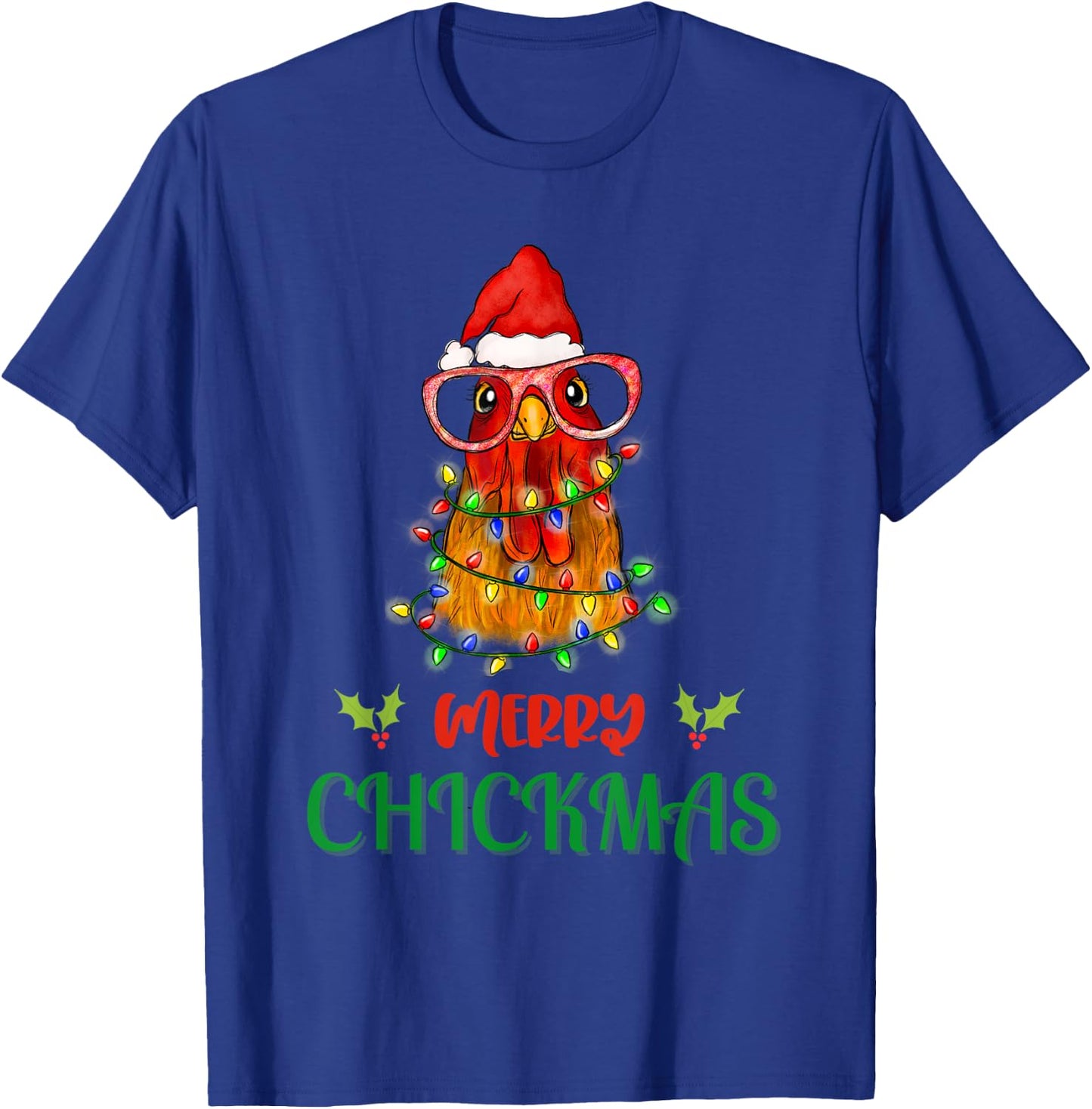 Merry Chickmas Ornament Lights Chicken Farmer christmas T-Shirt - T-Shirt | Royal