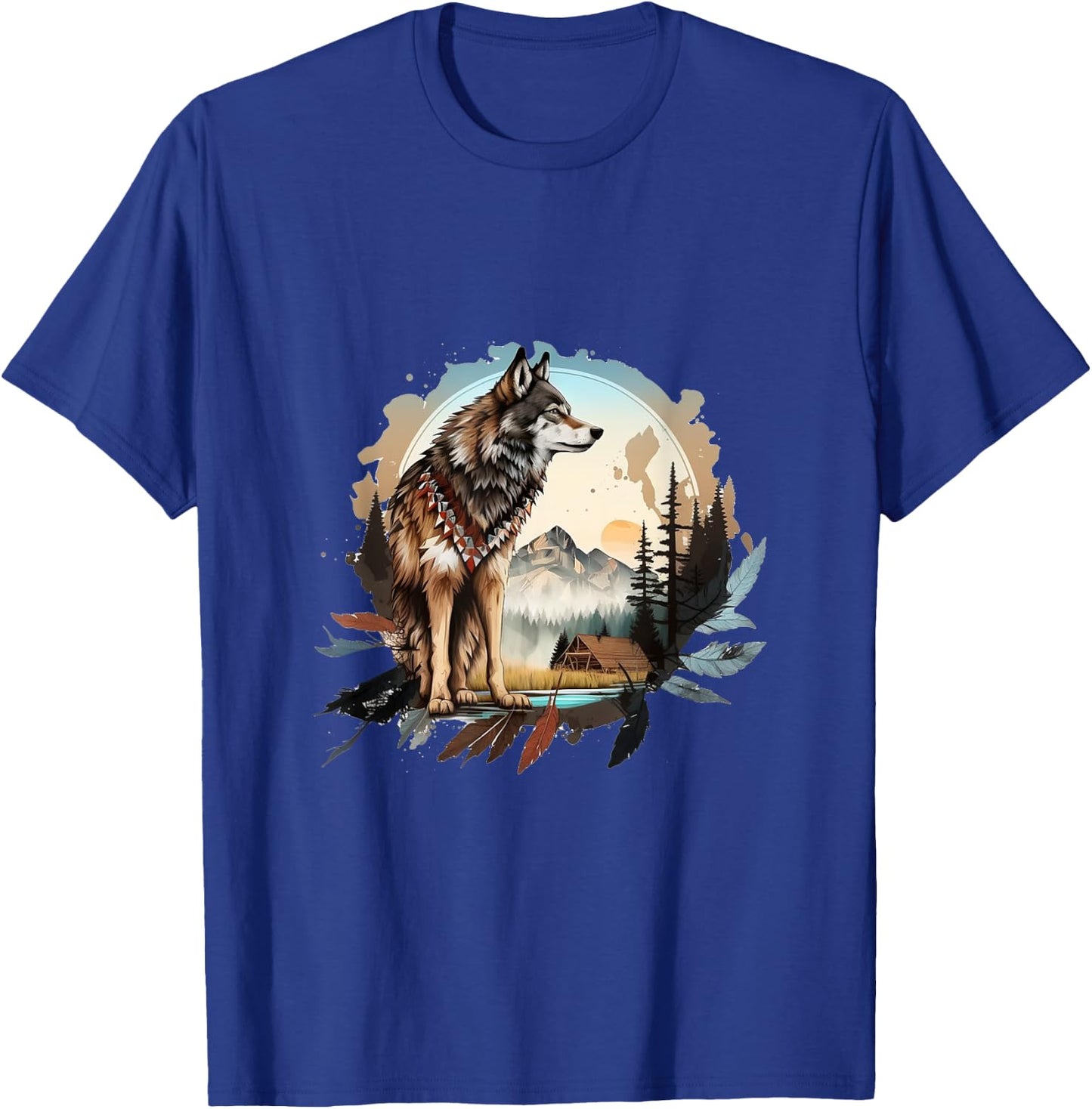 The Mountain Native Wolf Spirit T-Shirt - T-Shirt | Royal
