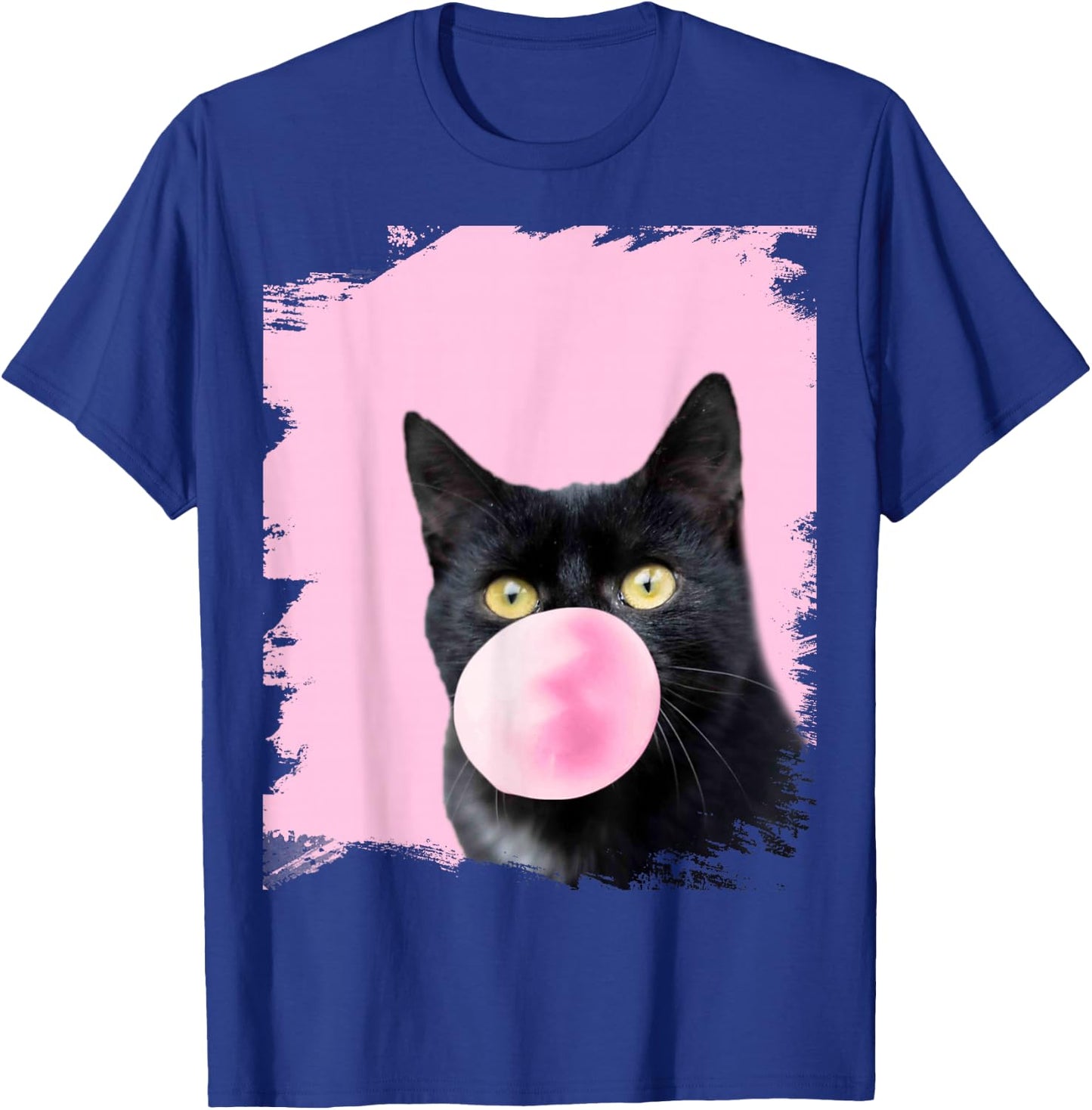 Black Cat Pink Bubble Gum T-Shirt - T-Shirt | Royal