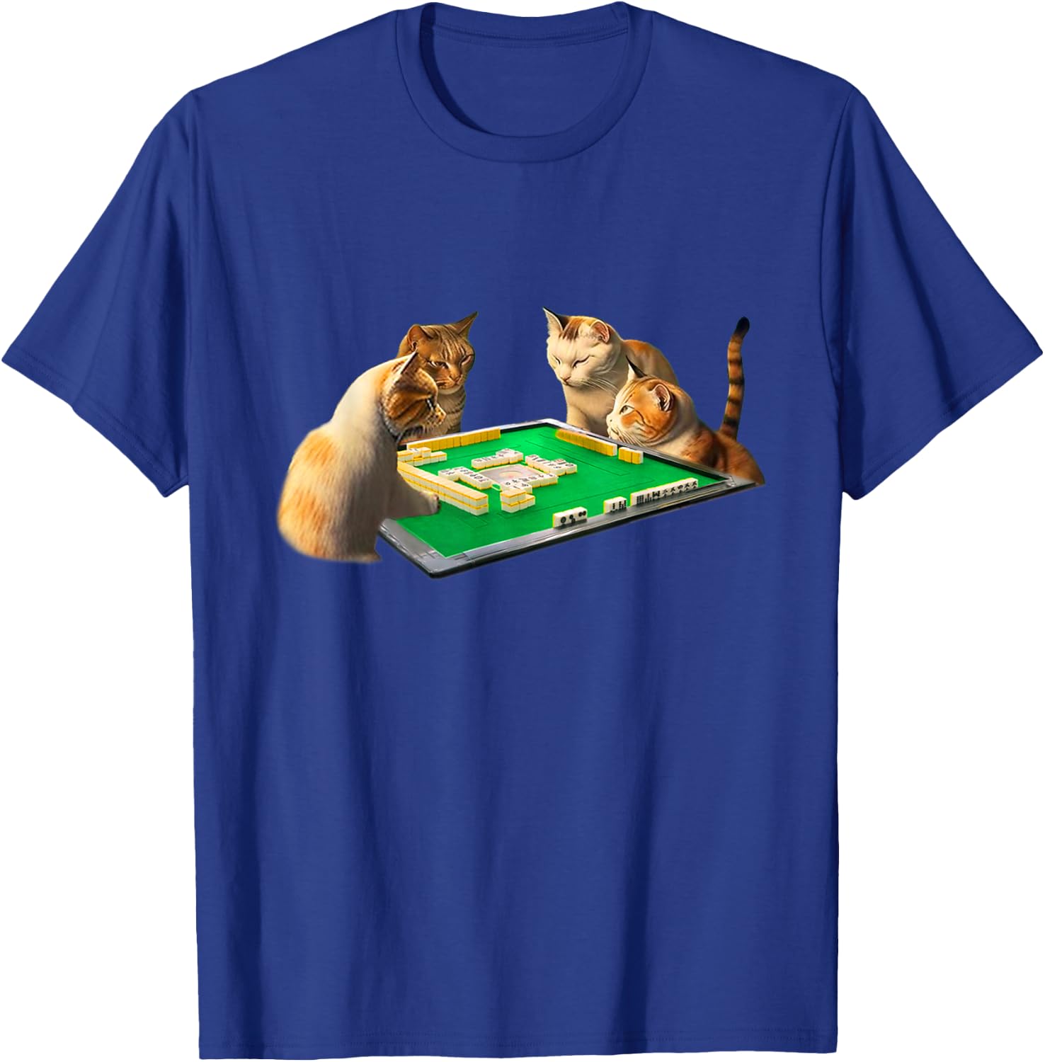 Cat Cat Mahjong Funny T Shirt with Letters Funny Clothes Funny Goods Present Neta Jakushi T-Shirt - T-Shirt | Royal