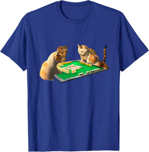 Cat Cat Mahjong Funny T Shirt with Letters Funny Clothes Funny Goods Present Neta Jakushi T-Shirt - T-Shirt | Royal
