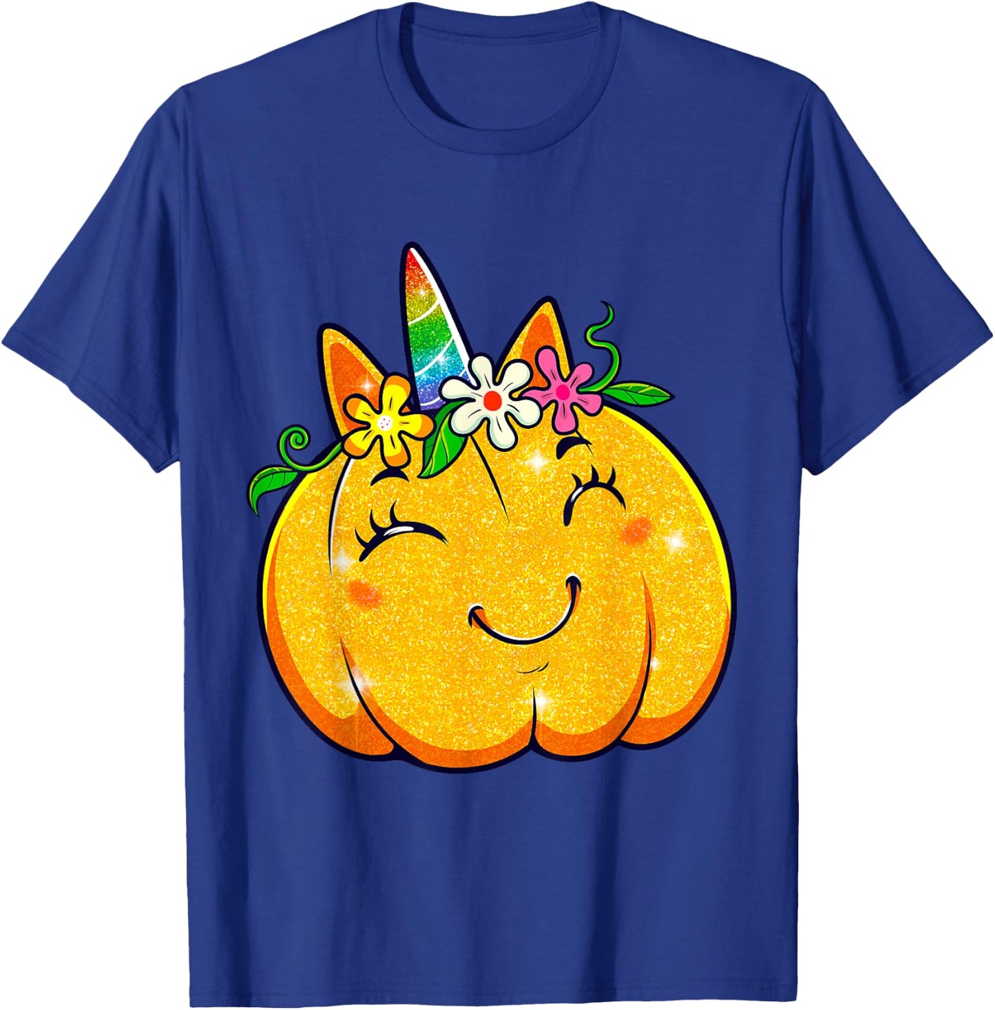 Unicorn Pumpkin Halloween Girl Cute Thanksgiving Girls T-Shirt - T-Shirt | Royal