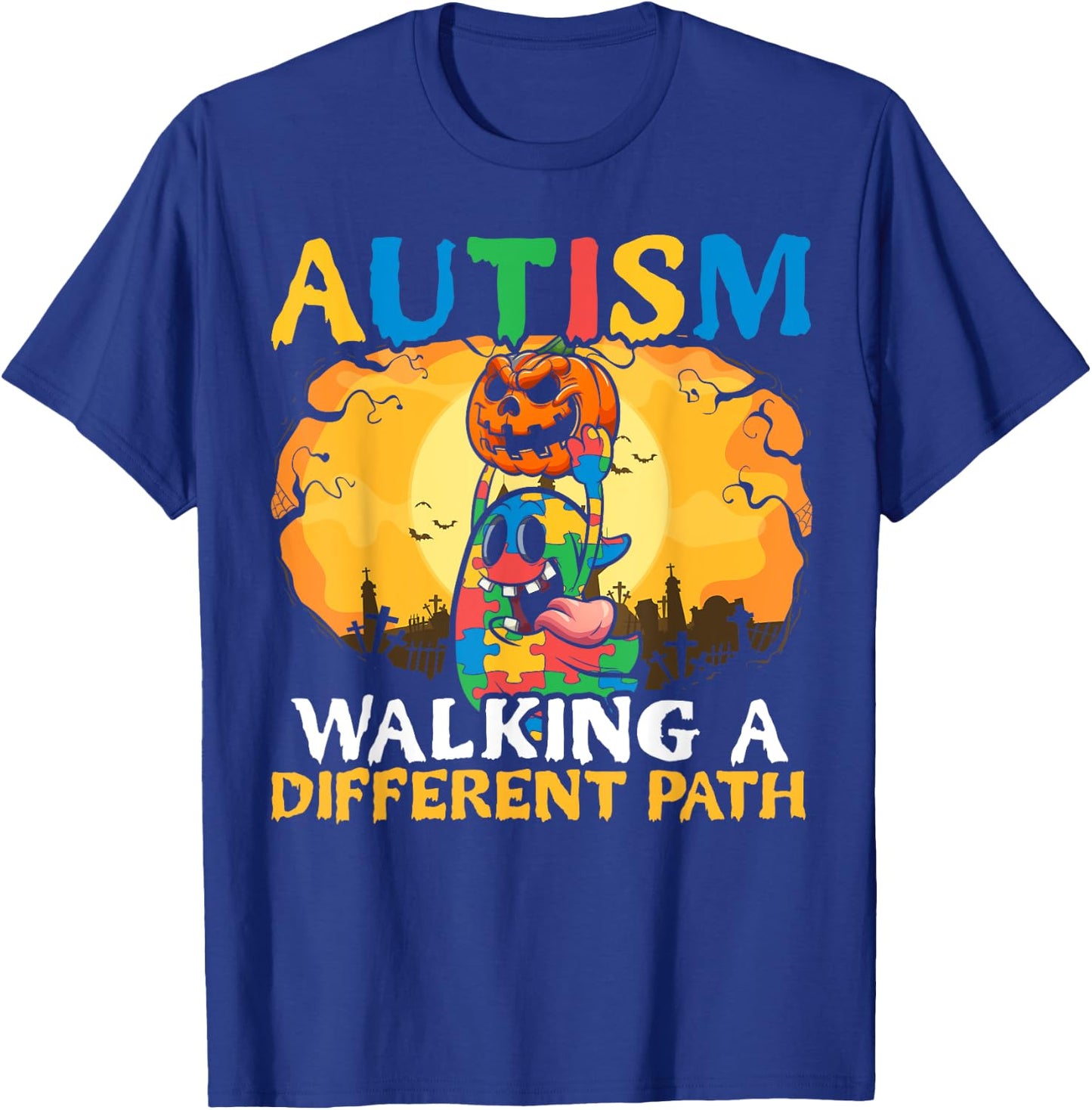 Autism Halloween Puzzle Trick Or Treat Autism Awareness T-Shirt - T-Shirt | Royal
