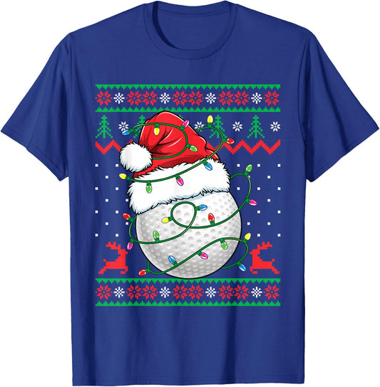 Funny Golf Ugly Christmas Sweater Golfing T-Shirt - T-Shirt | Royal
