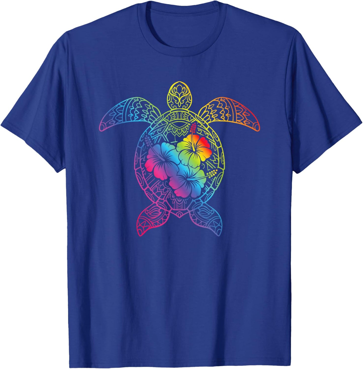 Hawaiian Sea Turtle Tropical Hibiscus Ocean Animal Hawaii T-Shirt - T-Shirt | Royal