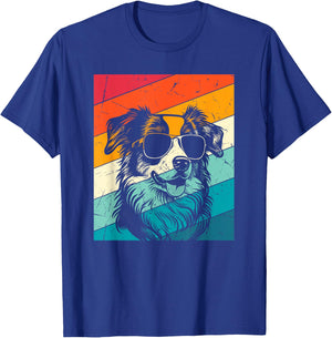 Retro Vintage Mini Aussie Sunglasses Dog Lovers Men Women T-Shirt - T-Shirt | Royal