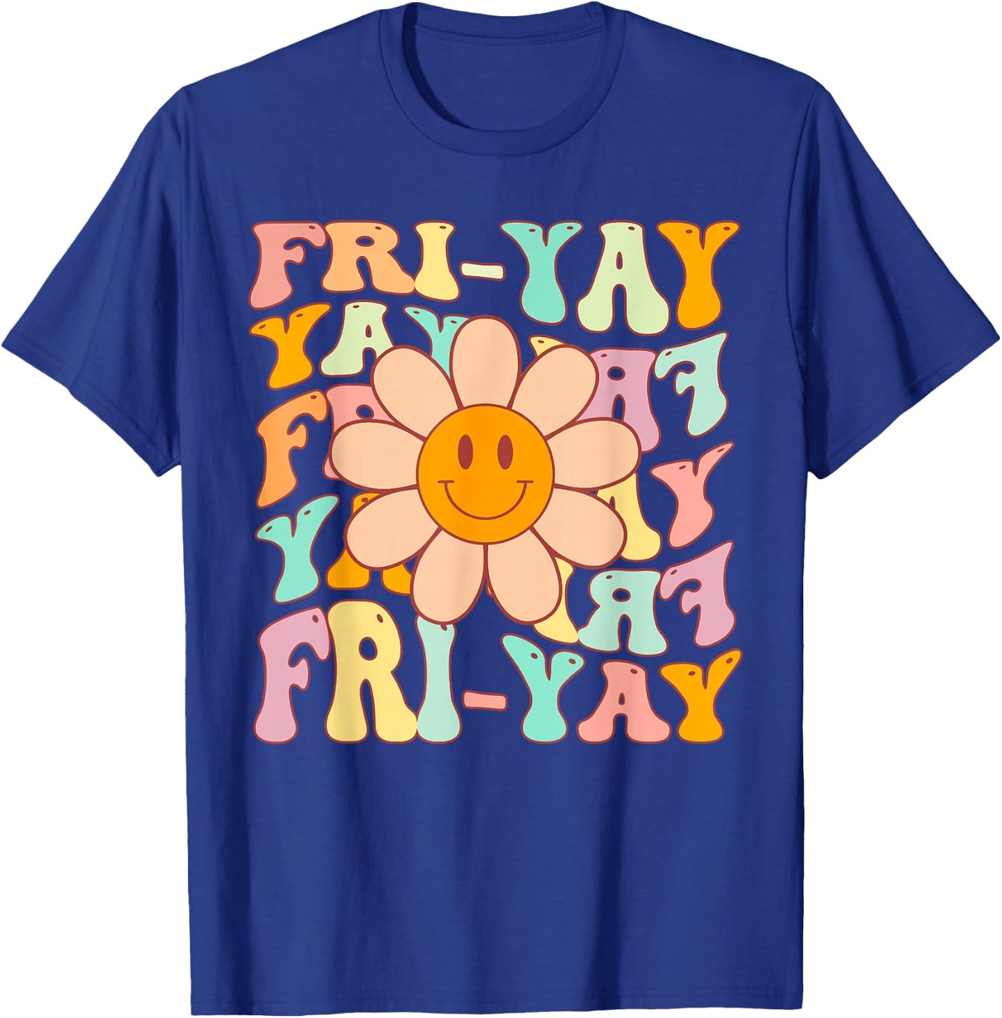 Funny Teacher Happy Friyay TGIF Friday Flower Back to School T-Shirt - T-Shirt | Royal