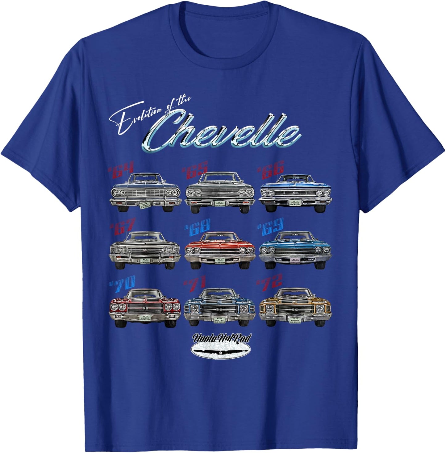 Evolution of the Chevelle SS Hotrod Muscle Car SS454 SS427 T-Shirt - T-Shirt | Royal