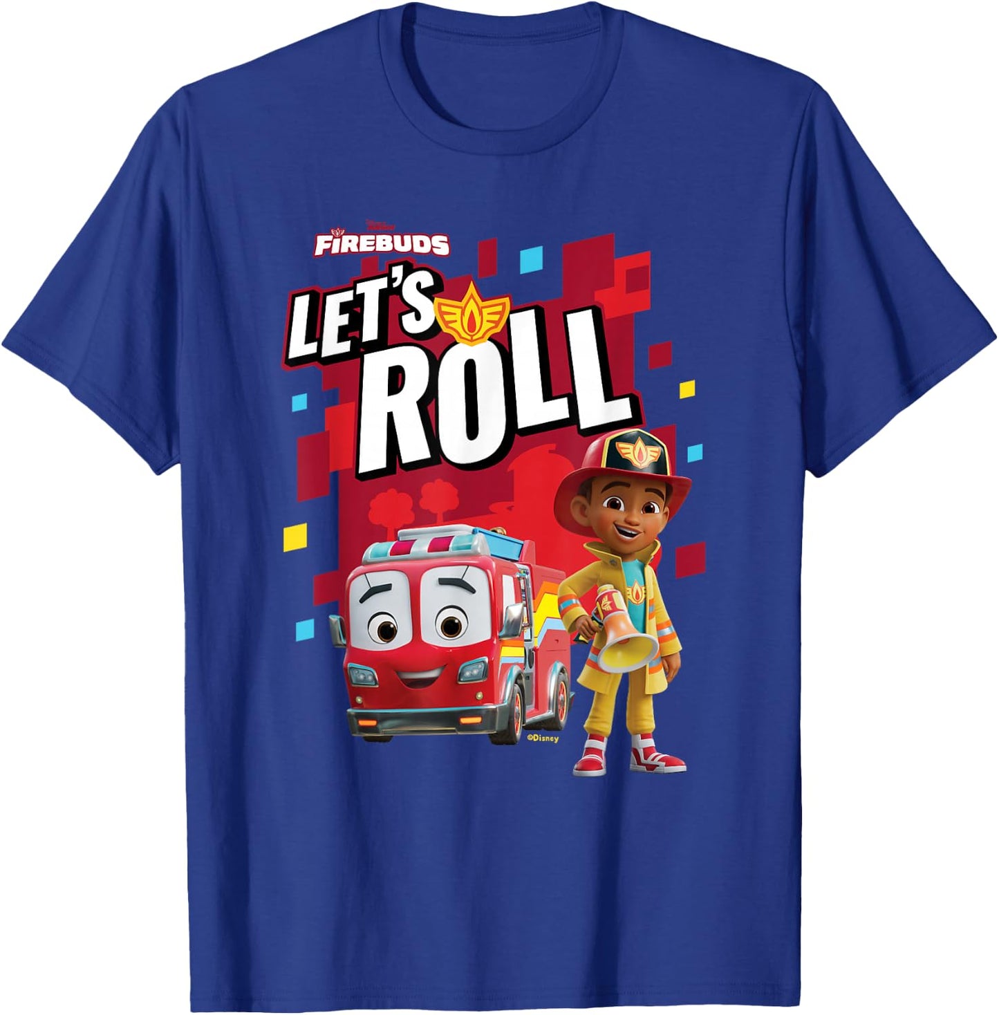 Disney Junior Firebuds Bo and Flash Fire Truck Let’s Roll T-Shirt - T-Shirt | Royal