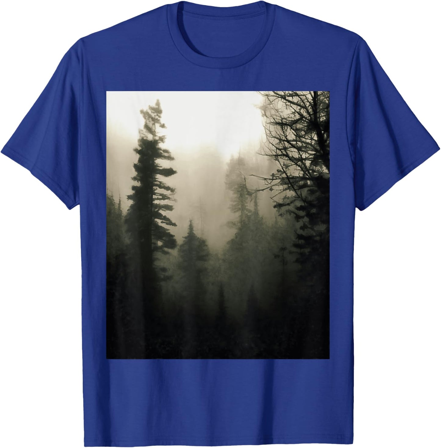Moody Foggy Treescape Landscape Painting T-Shirt - T-Shirt | Royal