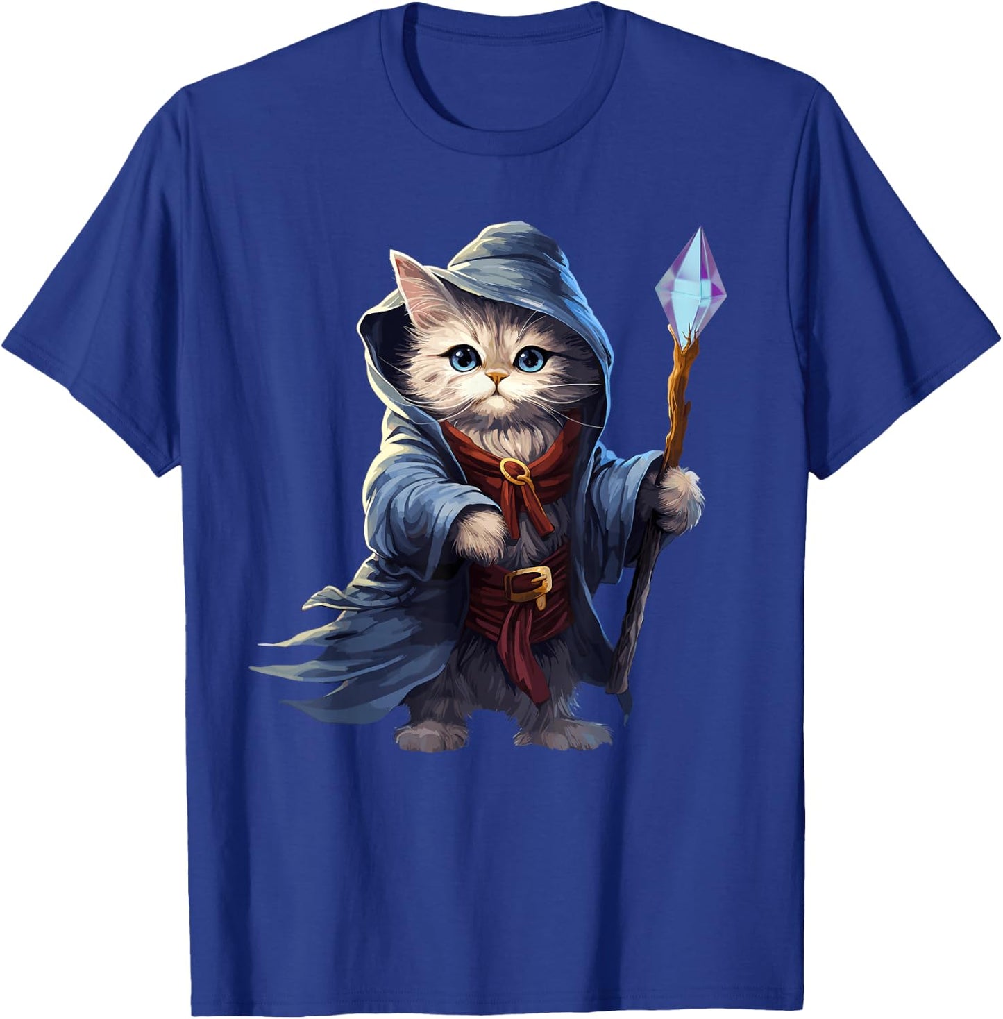 Wizard Cat, Funny Cat Wizard T-Shirt - T-Shirt | Royal