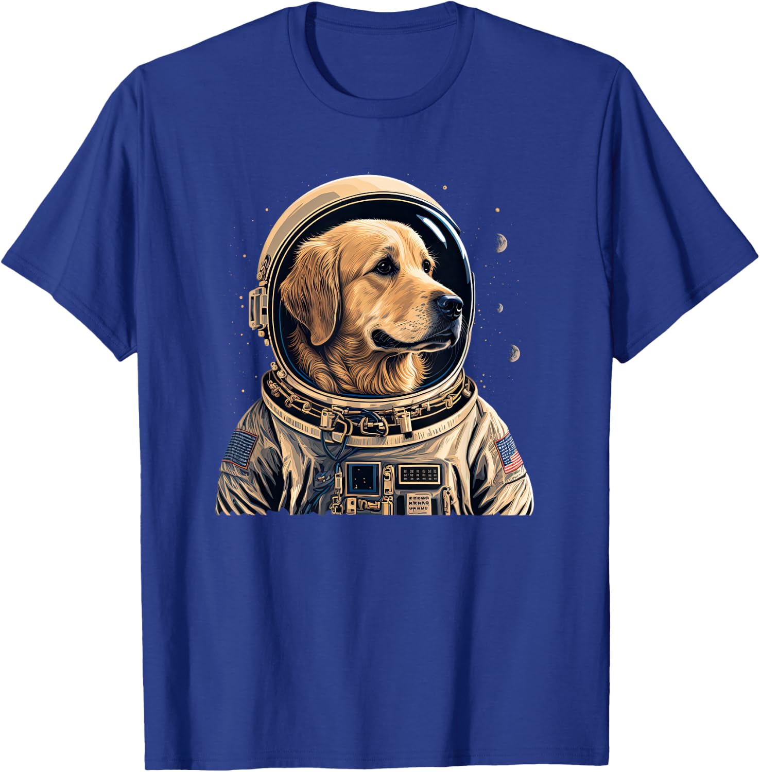 Funny Golden Retriever Astronaut in the space T-Shirt - T-Shirt | Royal